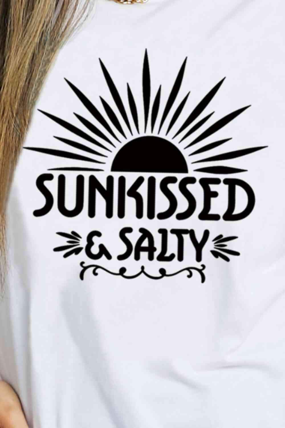 Simply Love SUNKISSED & SALTY Graphic Cotton T-Shirt Women's T-Shirts - Tophatter Daily Deals