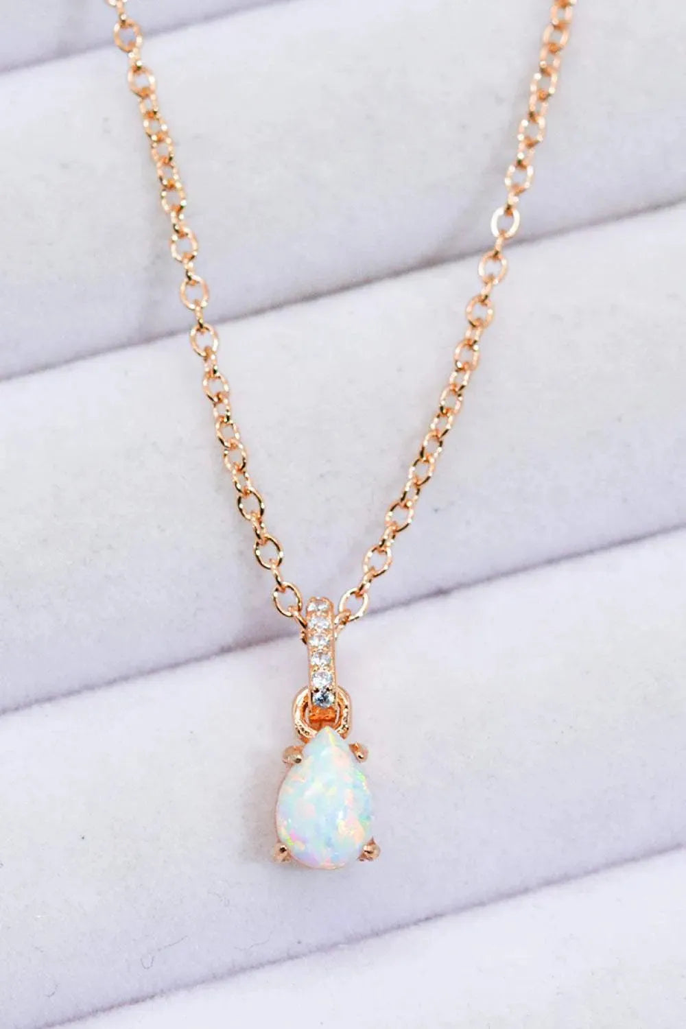 Opal Pendant 925 Sterling Silver Chain-Link Necklace Rose Gold One Size Opal - Tophatter Daily Deals