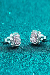 1 Carat Moissanite and Zircon Contrast Geometric Stud Earrings Moissanite - Tophatter Daily Deals