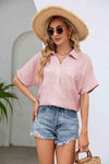 Half Button Johnny Collar Blouse Blouses - Tophatter Daily Deals