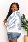 Double Take Striped Long Sleeve Round Neck Top Blouses - Tophatter Daily Deals