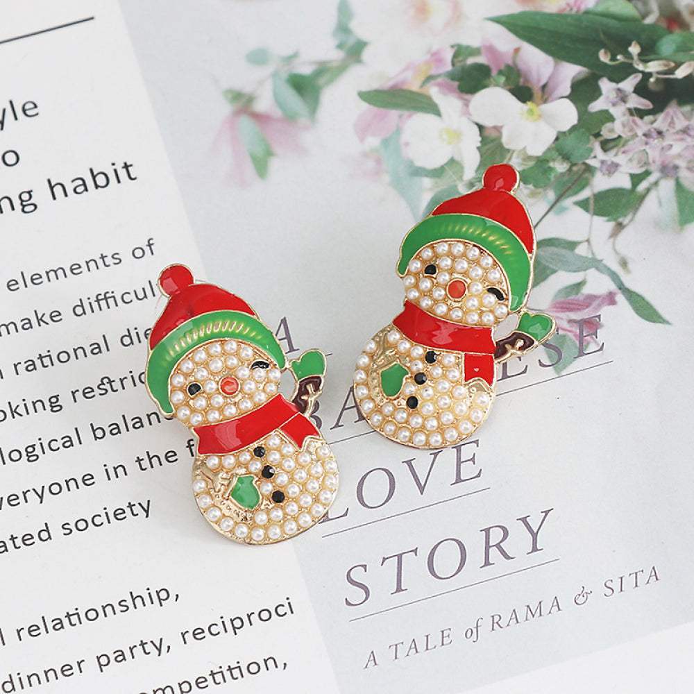 Snowman Rhinestone Alloy Earrings Earrings - Tophatter Daily Deals