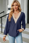 V-Neck Long Sleeve T-Shirt Navy Women's T-Shirts - Tophatter Daily Deals