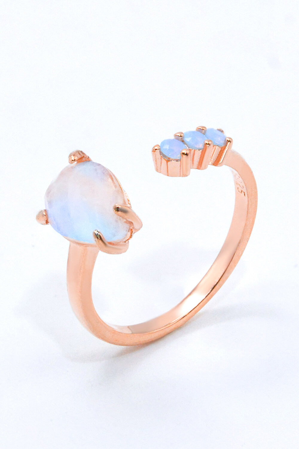 18K Rose Gold-Plated Moonstone Open Ring - Tophatter Deals