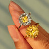 Sunflower Zircon 925 Sterling Silver Ring Rings - Tophatter Daily Deals