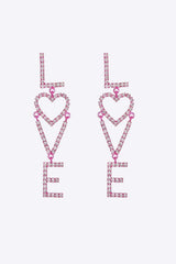 LOVE Glass Stone Zinc Alloy Earrings Hot Pink One Size Earrings - Tophatter Daily Deals