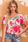 Floral Tie Back Square Neck Blouse Blouses - Tophatter Daily Deals