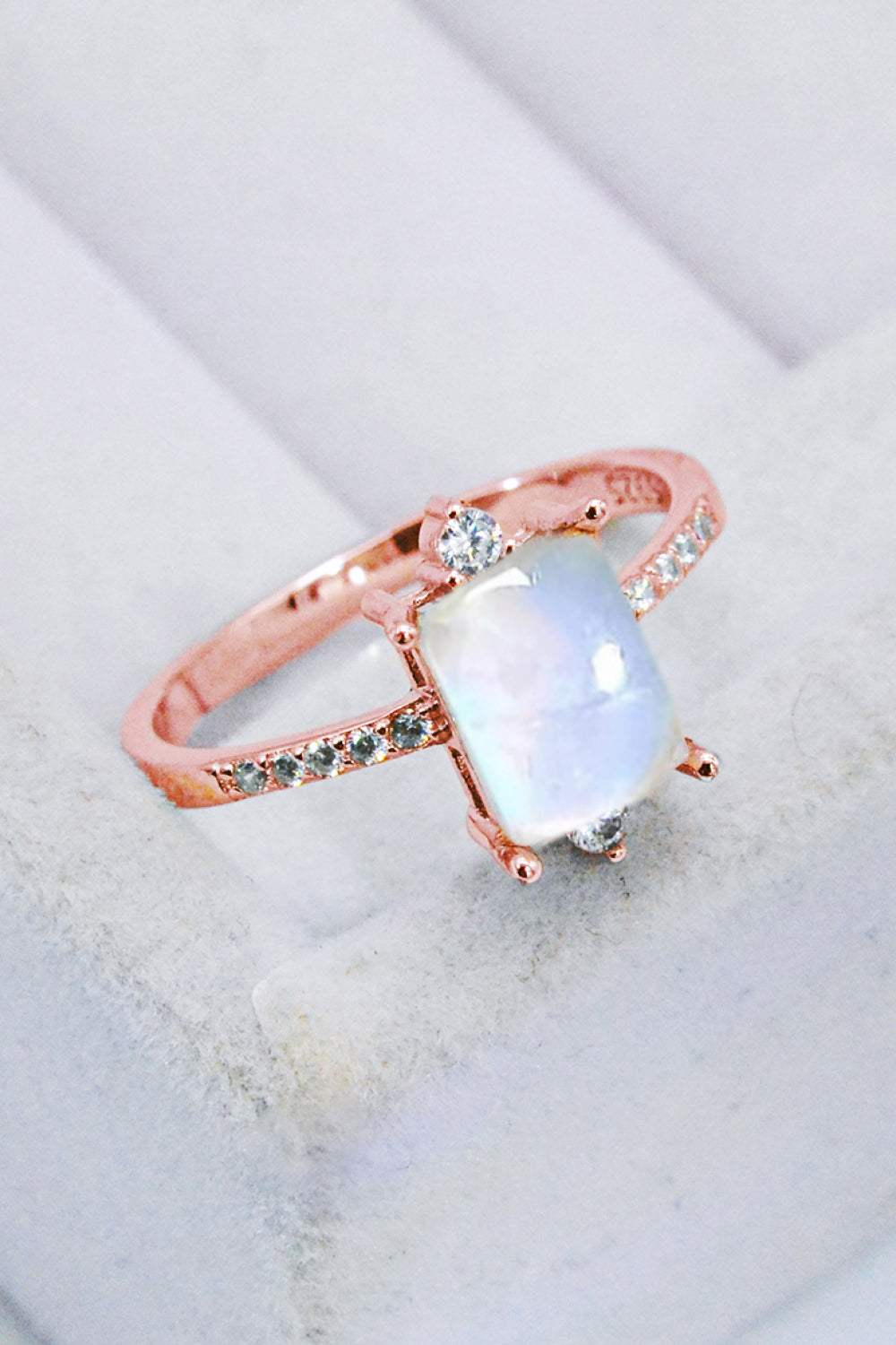 925 Sterling Silver Square Moonstone Ring Moonstone - Tophatter Daily Deals