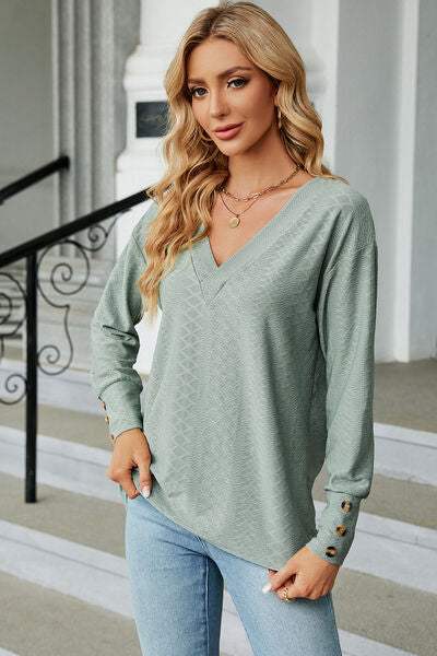 V-Neck Lantern Sleeve T-Shirt Women's T-Shirts - Tophatter Daily Deals