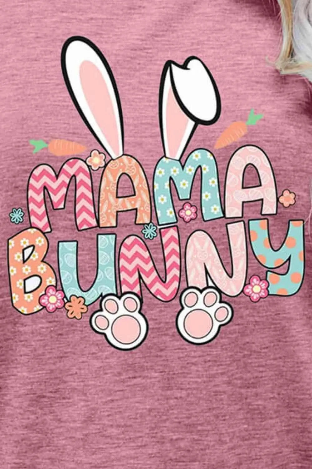 MAMA BUNNY Easter Graphic Short Sleeve Tee Women's T-Shirts - Tophatter Daily Deals