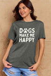 Simply Love Full Size DOGS MAKE ME HAPPY Graphic Cotton T-Shirt Women's T-Shirts - Tophatter Daily Deals