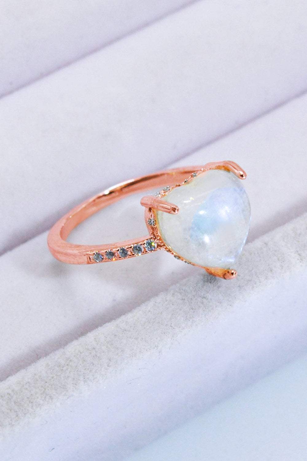 Heart-Shaped Natural Moonstone Ring Moonstone - Tophatter Daily Deals