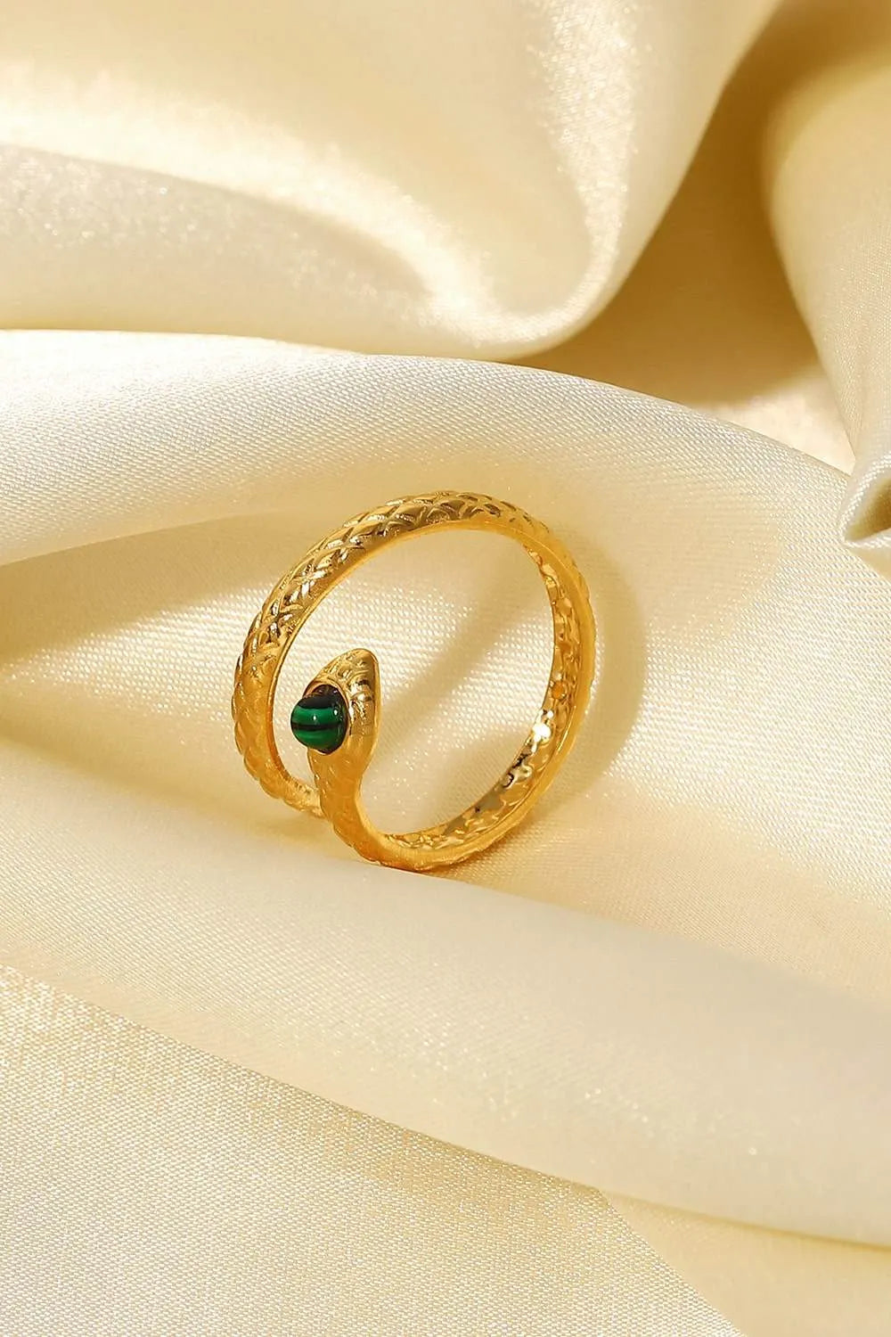 Snake Charmer Malachite Snake-Shaped Bypass Ring Rings - Tophatter Daily Deals