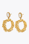Stainless Steel Leaf-Shaped Drop Earrings Gold One Size Earrings - Tophatter Daily Deals