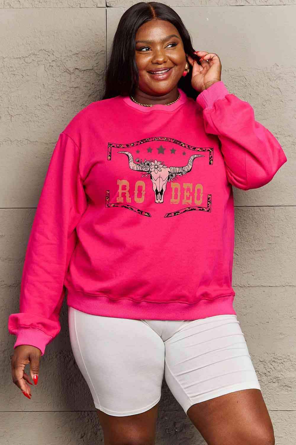 Simply Love Simply Love Full Size Round Neck Dropped Shoulder RODEO Graphic Sweatshirt - Tophatter Daily Deals