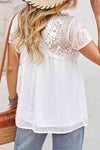 Swiss Dot Lace Trim Puff Sleeve Blouse Blouses - Tophatter Daily Deals