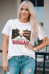 AMERICAN WOMAN Graphic Round Neck Tee Women's T-Shirts - Tophatter Daily Deals