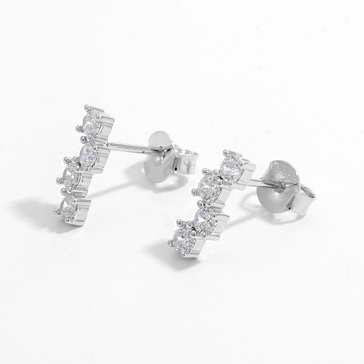 925 Sterling Silver Inlaid Zircon Stud Earrings Earrings - Tophatter Daily Deals