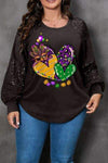 Plus Size Graphic Sequin Long Sleeve T-Shirt Black Women's T-Shirts - Tophatter Daily Deals