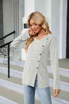 Buttoned Long Sleeve Slit Top Blouses - Tophatter Daily Deals