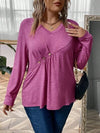 Plus Size Heathered V-Neck Decorative Button T-Shirt Women's T-Shirts - Tophatter Daily Deals