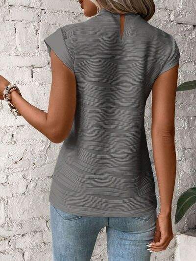 Mock Neck Cap Sleeve T-Shirt Women's T-Shirts - Tophatter Daily Deals