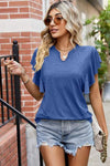 Ruffled Notched Cap Sleeve T-Shirt Women's T-Shirts - Tophatter Daily Deals