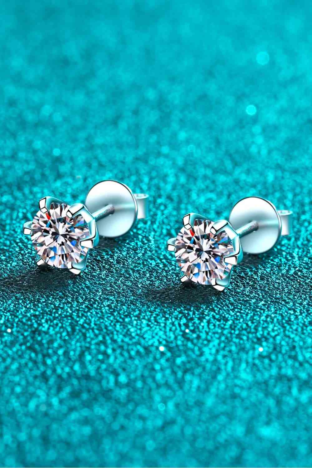 1 Carat Moissanite Rhodium-Plated Stud Earrings - Tophatter Deals