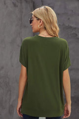 Round Neck Short Sleeve Solid Color Tee Women's T-Shirts - Tophatter Daily Deals