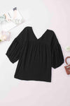 Dropped Shoulder V-Neck Blouse Blouses - Tophatter Daily Deals