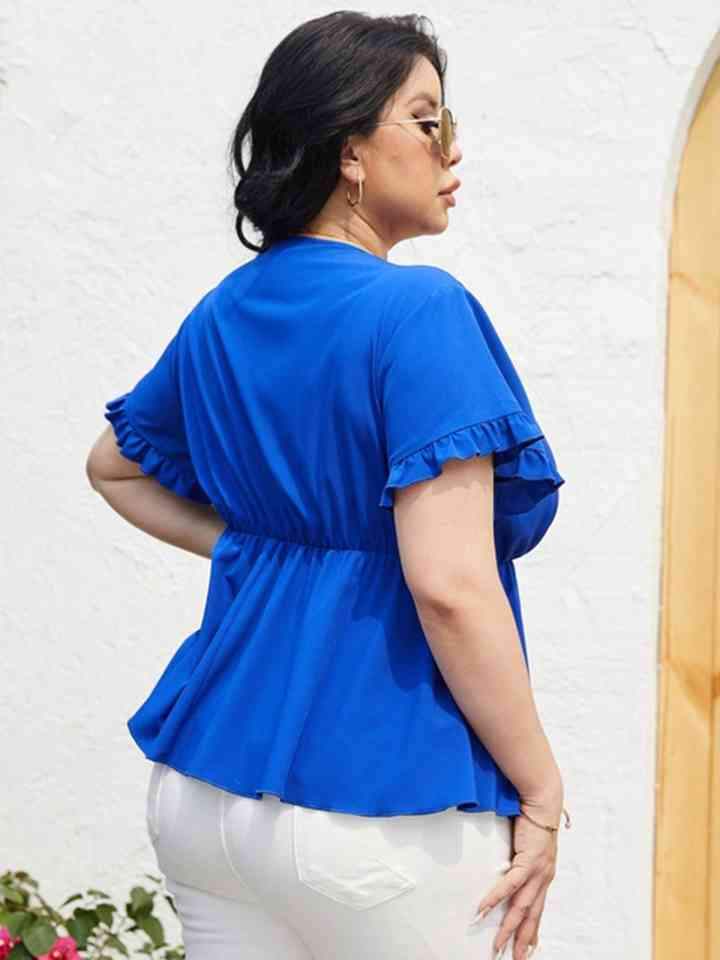 Plus Size Surplice Neck Babydoll Blouse Blouses - Tophatter Daily Deals