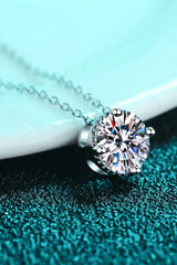 1 Carat Moissanite Round Pendant Necklace Moissanite - Tophatter Daily Deals