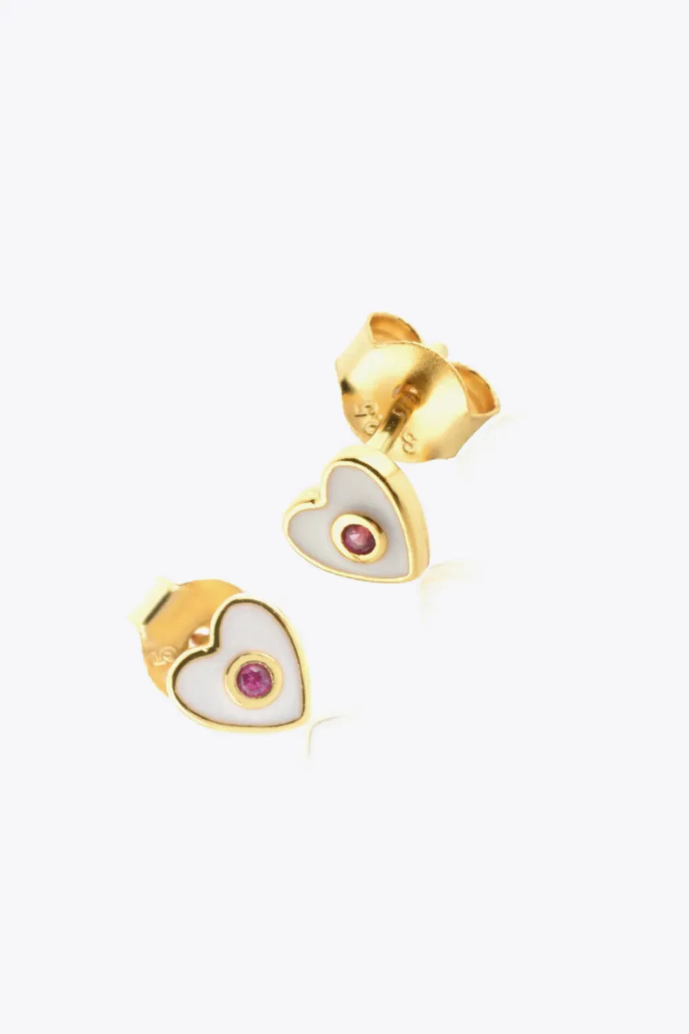 Zircon 925 Sterling Silver Heart Stud Earrings Earrings - Tophatter Daily Deals
