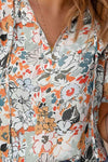 Floral Tie Neck Shoulder Detail Blouse Blouses - Tophatter Daily Deals