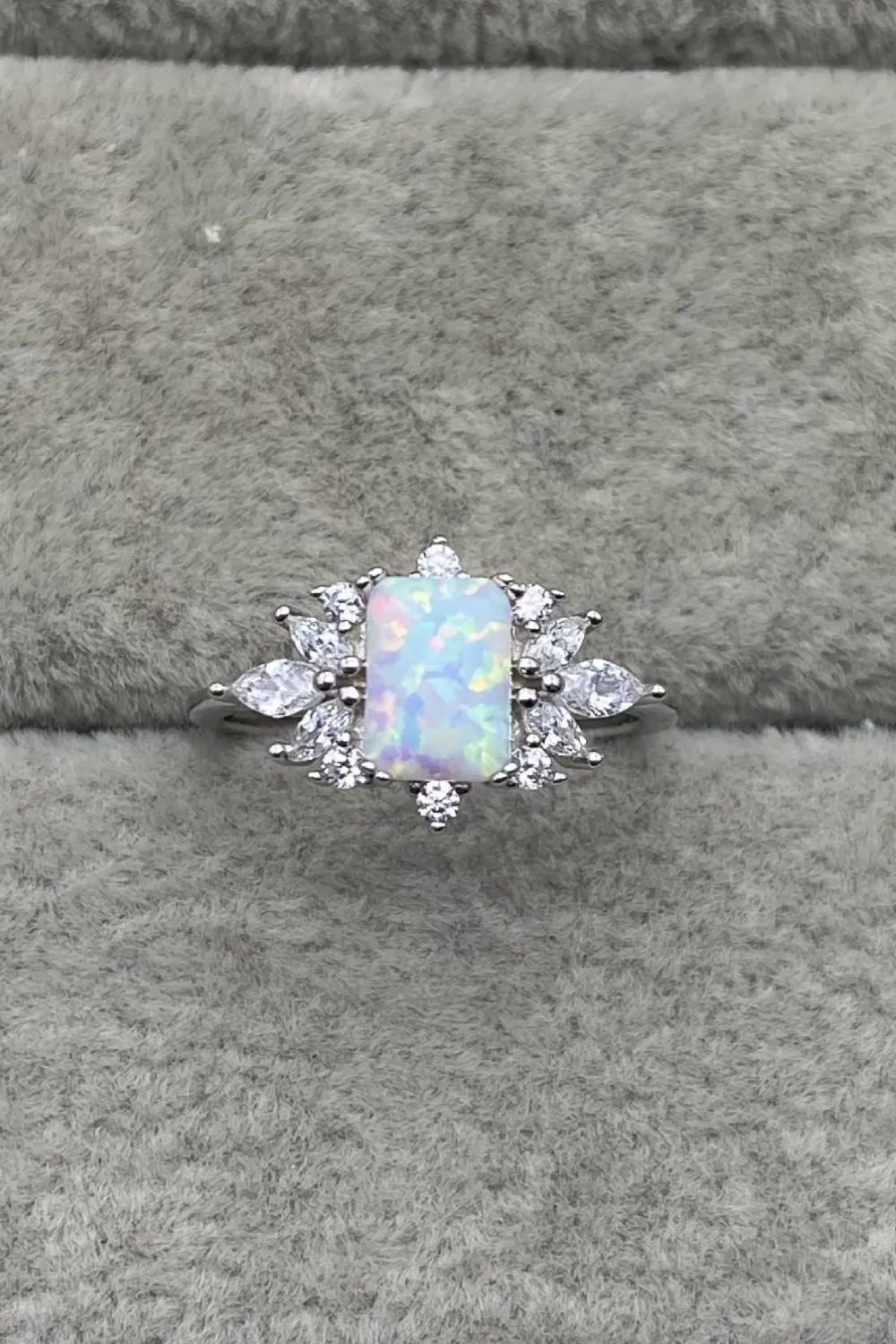 925 Sterling Silver Zircon and Opal Ring Opal - Tophatter Daily Deals