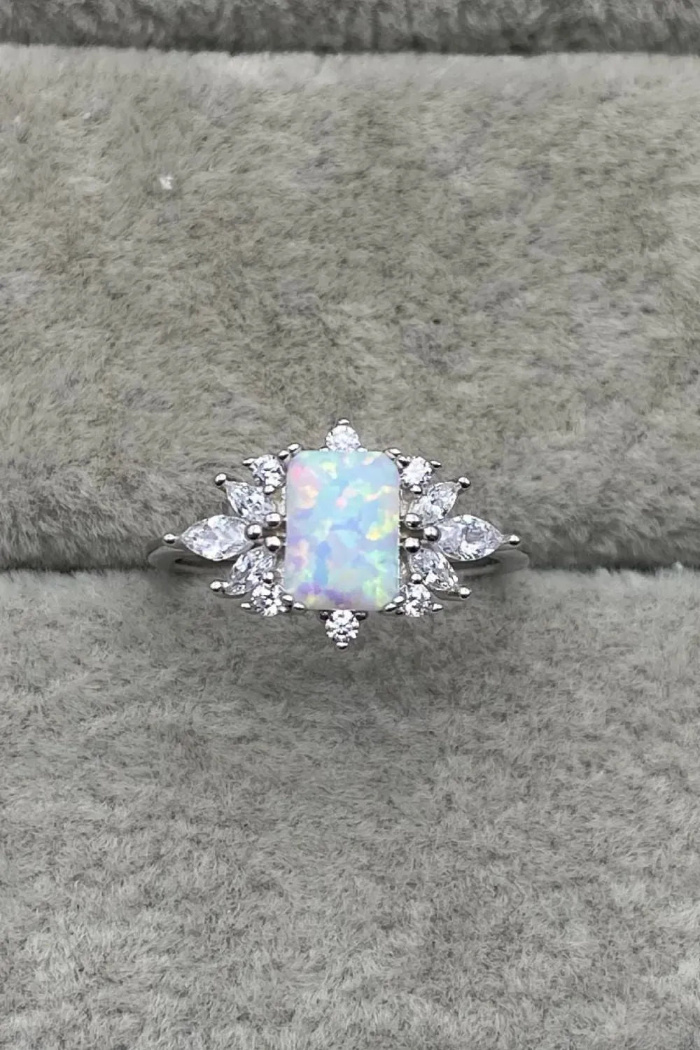 925 Sterling Silver Zircon and Opal Ring Opal - Tophatter Daily Deals