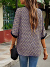 Geometric Print Notched Blouse Blouses - Tophatter Daily Deals