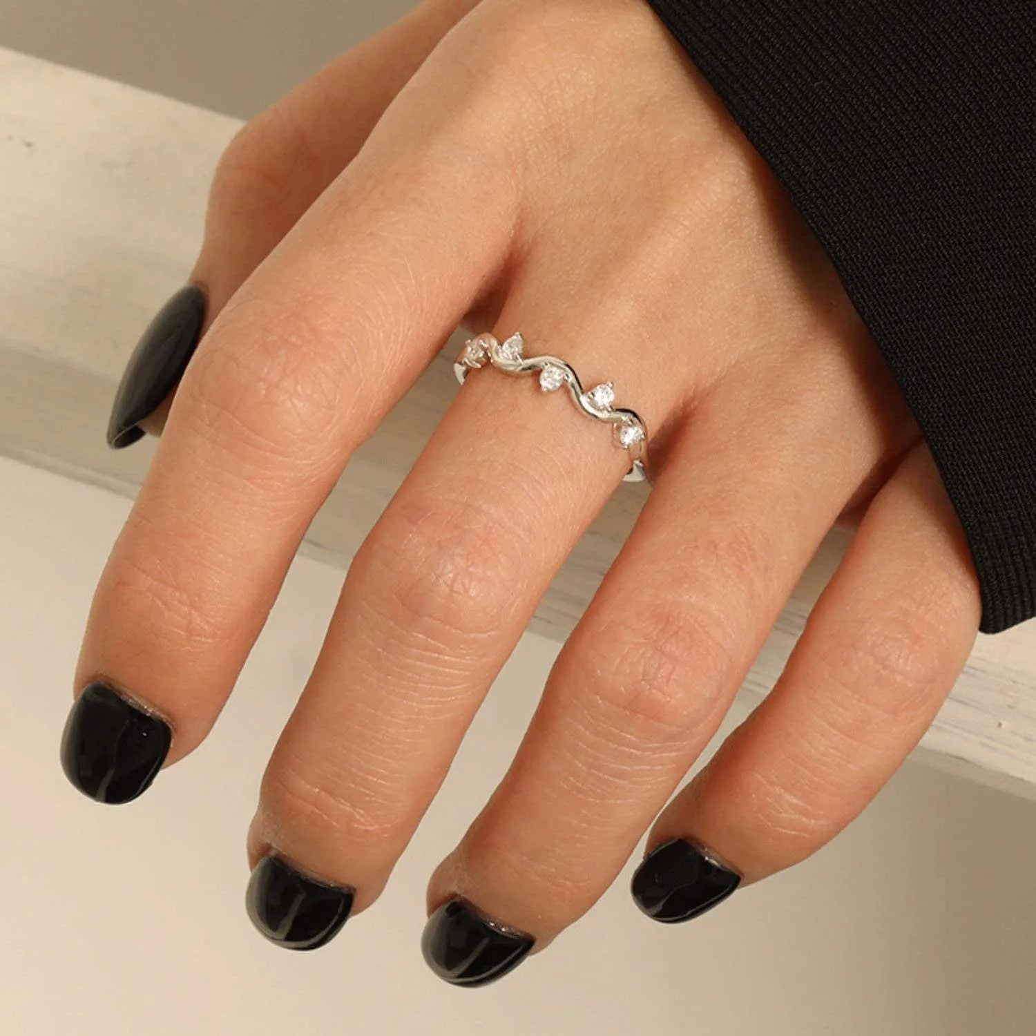 925 Sterling Silver Inlaid Zircon Ring Silver Rings - Tophatter Daily Deals