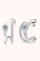 Moissanite 925 Sterling Silver C-Hoop Earrings Silver One Size Moissanite - Tophatter Daily Deals