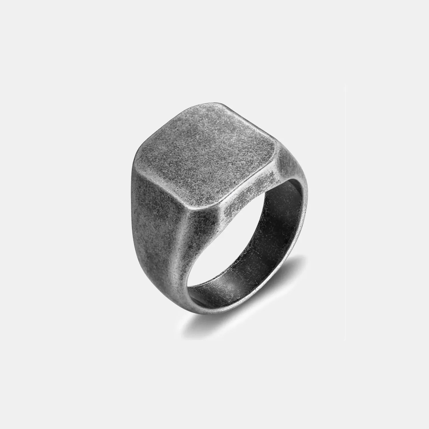 Square Titanium Steel Ring Silver Rings - Tophatter Daily Deals