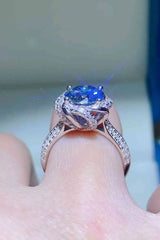 2 Carat Cobalt Blue Moissanite 925 Sterling Silver Ring Moissanite - Tophatter Daily Deals
