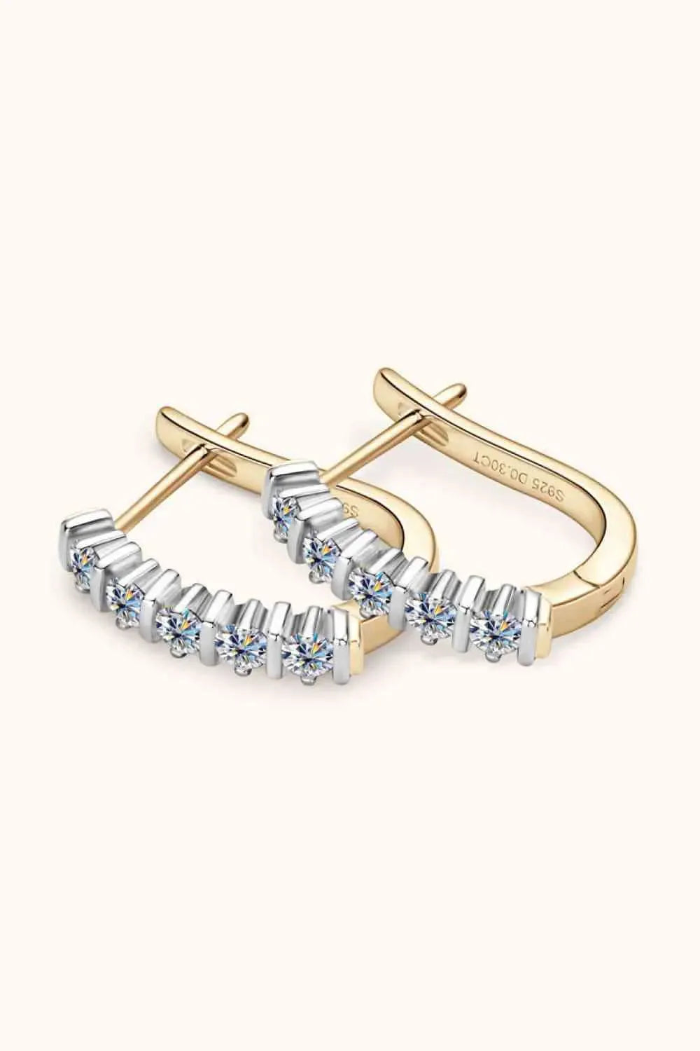 Moissanite 925 Sterling Silver Earrings Silver Gold One Size Moissanite - Tophatter Daily Deals