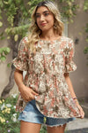 Floral Round Neck Short Sleeve T-Shirt Women's T-Shirts - Tophatter Daily Deals