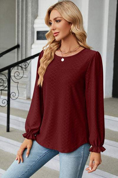 Round Neck Flounce Sleeve T-Shirt Women's T-Shirts - Tophatter Daily Deals