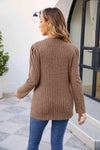 Round Neck Long Sleeve Ribbed Blouse Blouses - Tophatter Daily Deals