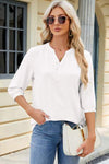 Notched Three-Quarter Sleeve T-Shirt Women's T-Shirts - Tophatter Daily Deals