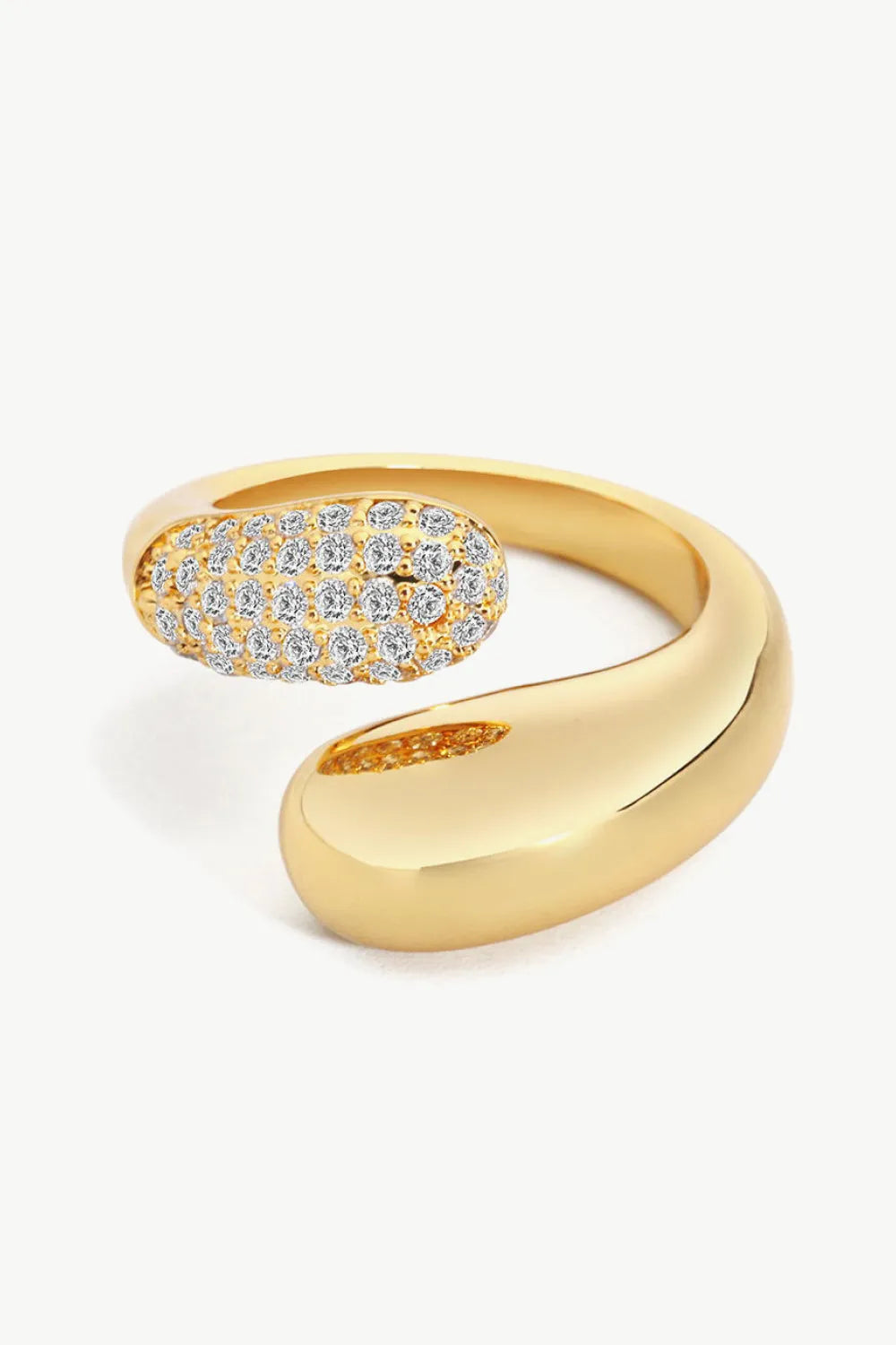 Crystal Polished Bypass Ring Gold Rings - Tophatter Daily Deals