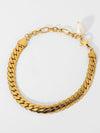 Thick Curb Stainless Steel Chain Bracelet with Pearl Gold One Size Bracelets - Tophatter Daily Deals