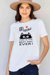 Simply Love Full Size MEOW THIS IS THE BEST DAY EVER! Graphic Cotton T-Shirt Bleach Women's T-Shirts - Tophatter Daily Deals