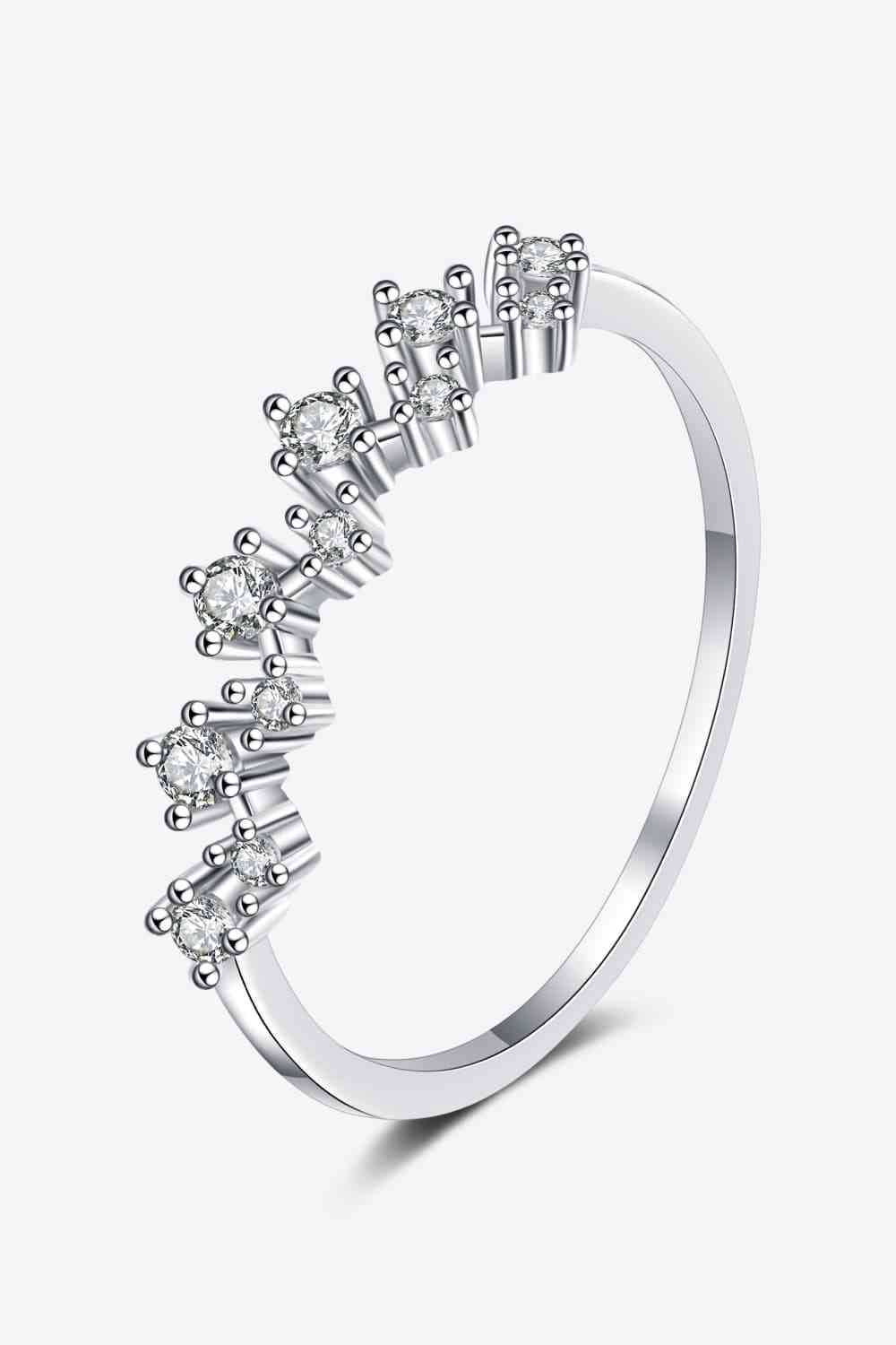 Moissanite Rhodium-Plated Half-Eternity Ring Moissanite - Tophatter Daily Deals